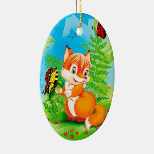 vos en vlinder keramisch ornament (Rechts)