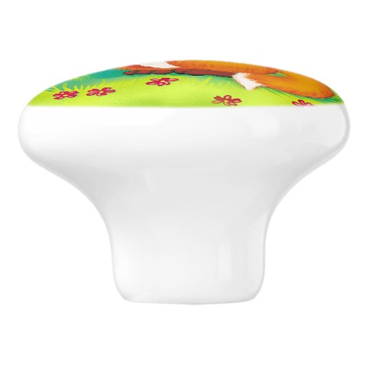 vos en vlinder keramische knop (Zijkant)