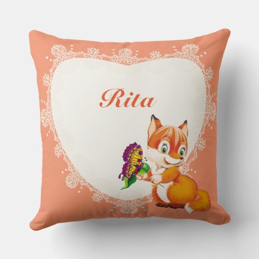 vos en vlinder kussen (Achterkant)