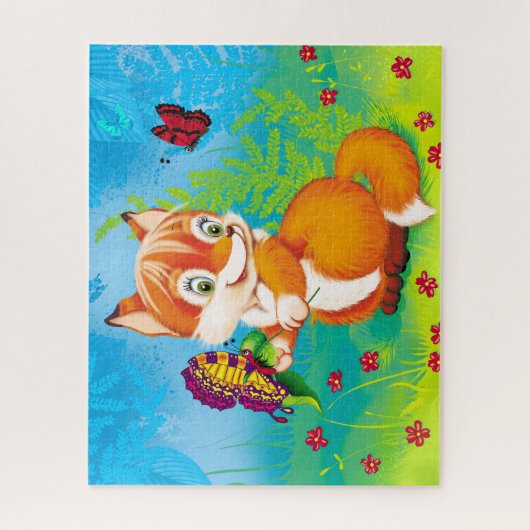 vos en vlinder legpuzzel (Verticaal)