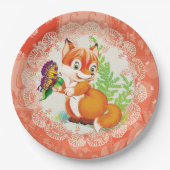 vos en vlinder papieren bordje (Voorkant)