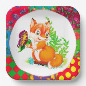 vos en vlinder papieren bordje (Voorkant)