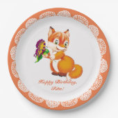 vos en vlinder papieren bordje (Voorkant)