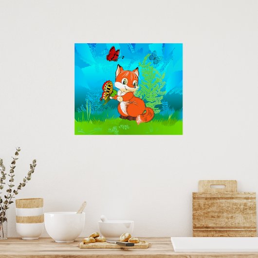 vos en vlinder poster (Keuken)