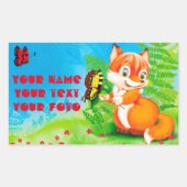 vos en vlinder rechthoekige sticker (Voorkant)