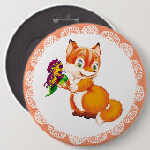 vos en vlinder ronde button 6,0 cm (Voorkant /achterkant)