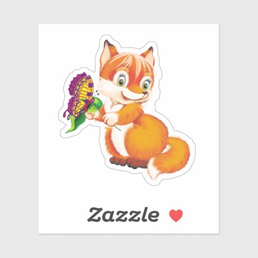 vos en vlinder sticker (Vel)