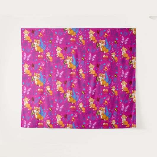 vos en vlinder wandkleed (Voorkant (horizontaal))