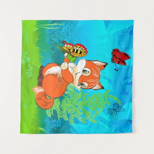 vos en vlinder wandkleed (Voorkant (horizontaal))