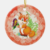 vos- en vlinderpatroon keramisch ornament (Voorkant)