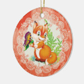 vos- en vlinderpatroon keramisch ornament (Links)