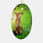 vos en vogel voor de koeling keramisch ornament (Rechts)