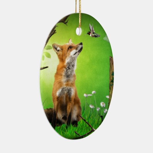 vos en vogel voor de koeling keramisch ornament (Rechts)