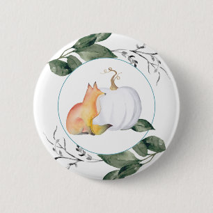 Vos en witte pompoen ronde button 5,7 cm