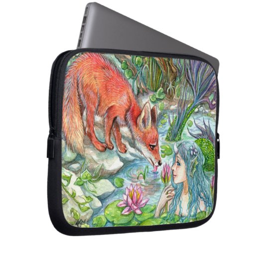 Vos en zeemeermin laptop sleeve (Voorkant Rechts)