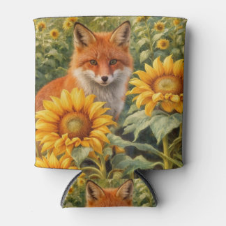 Vos en zonnebloemen Mooie Koozie