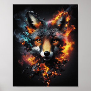 Vos-fantasie vuurgeest-illustratie poster