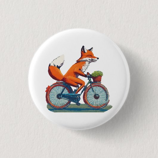 Vos fiets ronde button 3,2 cm (Voorkant)