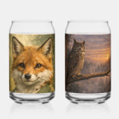 Vos Forest Ranger + Uil bij schemering Glazen Set (Achterkant)