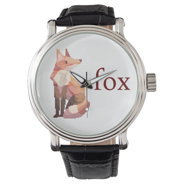 Vos, Fox, Pixelart, Pixel Art  Horloge (Voorkant)