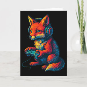 Vos gamt met een hoofdtelefoon Grappige videogames Kaart