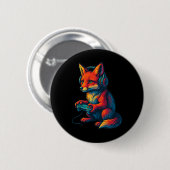 Vos gamt met een hoofdtelefoon Grappige videogames Ronde Button 5,7 Cm (Voorkant /achterkant)