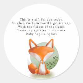 Vos - Gebedskaarslabel Ronde Sticker
