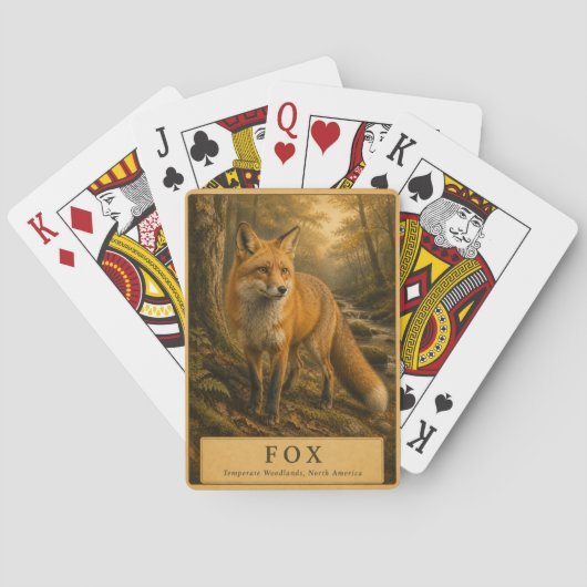 Vos Gematigde Wouden VINTAGE Pokerkaarten (Achterkant)