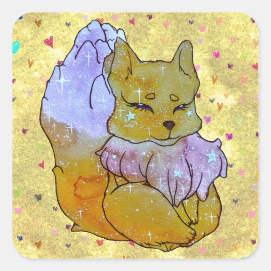 Vos genaamd Dice Vierkante Sticker (Voorkant)