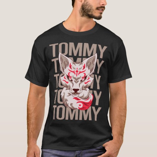 Vos gezicht - Tommy naam T-shirt (Voorkant)