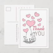 Vos Harten Baby Shower Bedankkaart Uitnodiging Briefkaart (Voorkant / Achterkant)