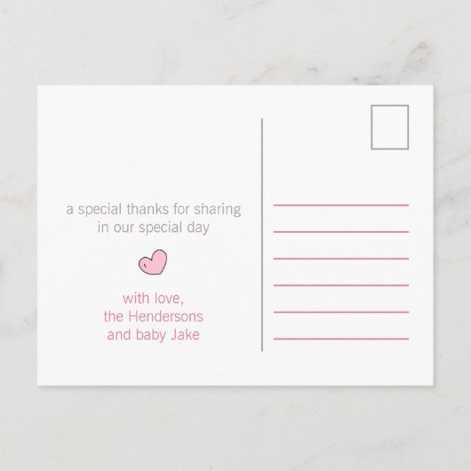 Vos Harten Baby Shower Bedankkaart Uitnodiging Briefkaart (Achterkant)