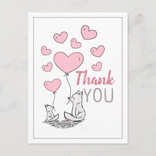 Vos Harten Baby Shower Bedankkaart Uitnodiging Briefkaart (Voorkant)