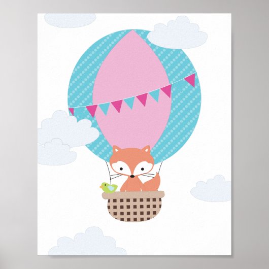 Vos Heet Lucht Ballon Kinderkamer Kunst Poster (Voorkant)