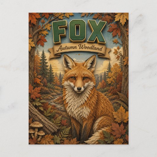 Vos herfst bos POPCUT Briefkaart (Voorkant)