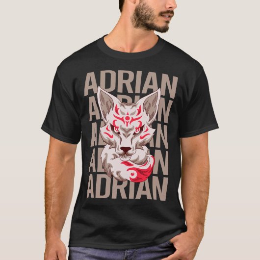 Vos Hoofd - Adrian Naam T-shirt (Voorkant)