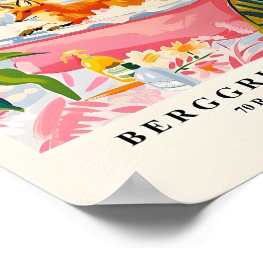 Vos in bad Funny Poster, Mid Century Wall Art, Poster (Hoek)