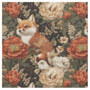 Vos in Bloemen Bloemen Naadloos Patroon Stof