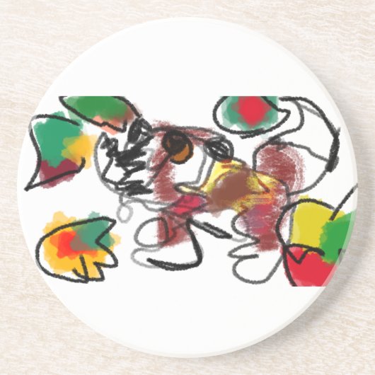 Vos in de herfst wachten zandsteen onderzetter (Voorkant)