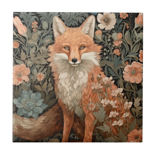 Vos in de herfsttuin tegeltje (Voorkant)