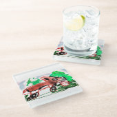 Vos in de lente glazen onderzetter (Schuin)