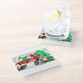 Vos in de lente glazen onderzetter (Schuin)