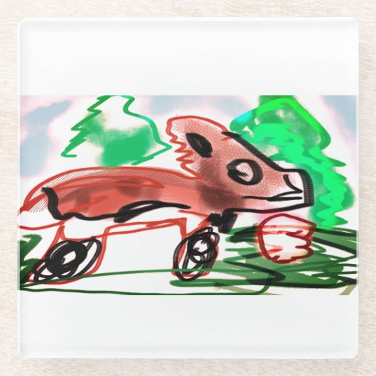 Vos in de lente glazen onderzetter (Voorkant)