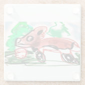 Vos in de lente glazen onderzetter (Achterkant)