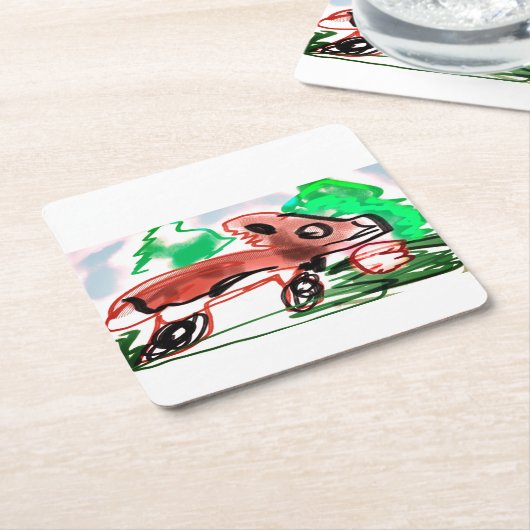 Vos in de lente kartonnen onderzetters (Schuin)