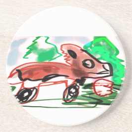 Vos in de lente zandsteen onderzetter