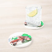 Vos in de lente zandsteen onderzetter (Zijkant)