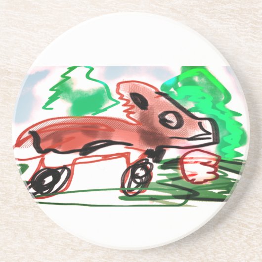 Vos in de lente zandsteen onderzetter (Voorkant)