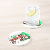 Vos in de lente zandsteen onderzetter (Zijkant)