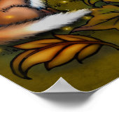 Vos in de pompoenveld Schattige herfst kunst Poster (Hoek)